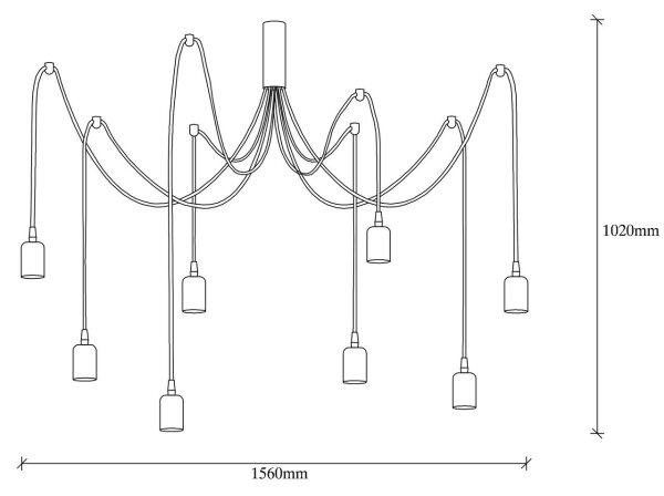 Lampadario a sospensione con filo KABLUNI 8xE27/100W/230V ragno