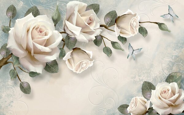 Carta da parati Rose crema, Carta da parati Floreale, Carta da parati Rose, u31353 : Uwalls.it