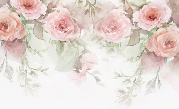 Carta da parati Rose ad acquerello rosa, Carta da parati Floreale, Carta da parati Rose, u34659 : Uwalls.it
