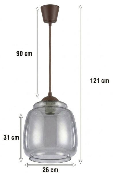 Brilagi - Lampadario LED a cavo R GLASS 1xE27/60W/230V diam. 26 cm marrone/grigio fumé