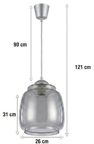 Brilagi - Lampada a sospensione LED con cavo R GLASS 1xE27/60W/230V diam. 26 cm argento/grigio fumé