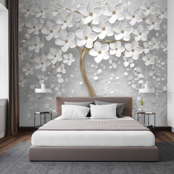 Carta da parati Albero fiorito con fiori grandi, Carta da parati 3D, Carta da parati Fiori 3D, u37065 : Uwalls.it