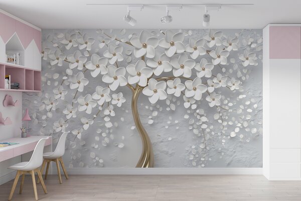 Carta da parati Albero fiorito con fiori grandi, Carta da parati 3D, Carta da parati Fiori 3D, u37065 : Uwalls.it