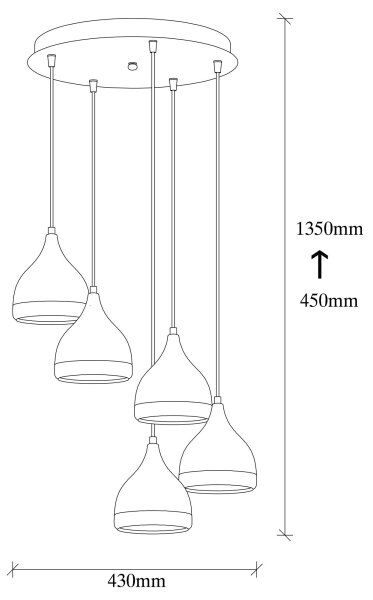 Lampadario su filo YILDO 5xE27/40W/230V