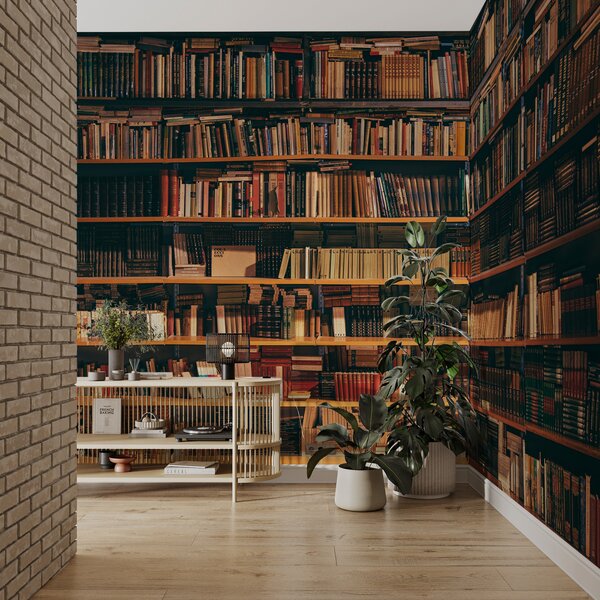 Carta da parati Una grande biblioteca, Carta da parati che aumenta lo spazio, u40004 : Uwalls.it