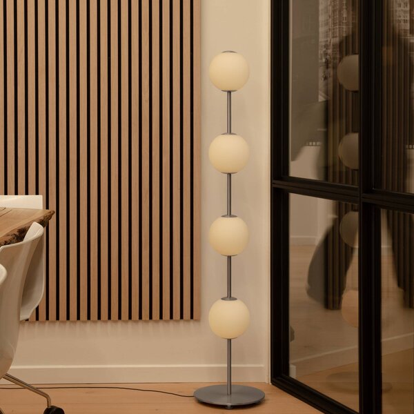 UMAGE Lampada da terra di design Audrey, dimmerabile, Alluminio / Grigio / Zincato, Soggiorno / Sala da pranzo, Metallo, Design, Lampada da terra