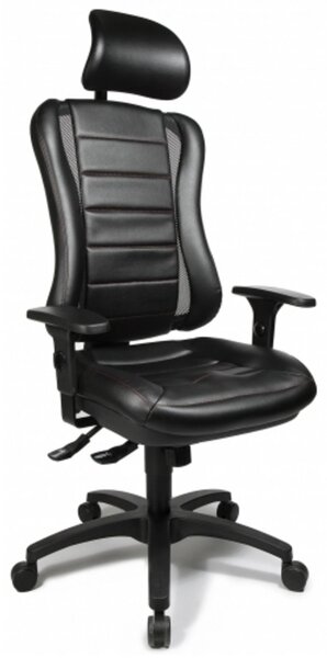 Topstar sedia professionale da ufficio HEAD POINT RS Sedia da scrivania ergonomica con braccioli in tessuto nero Sedia girevole per ufficio, casa