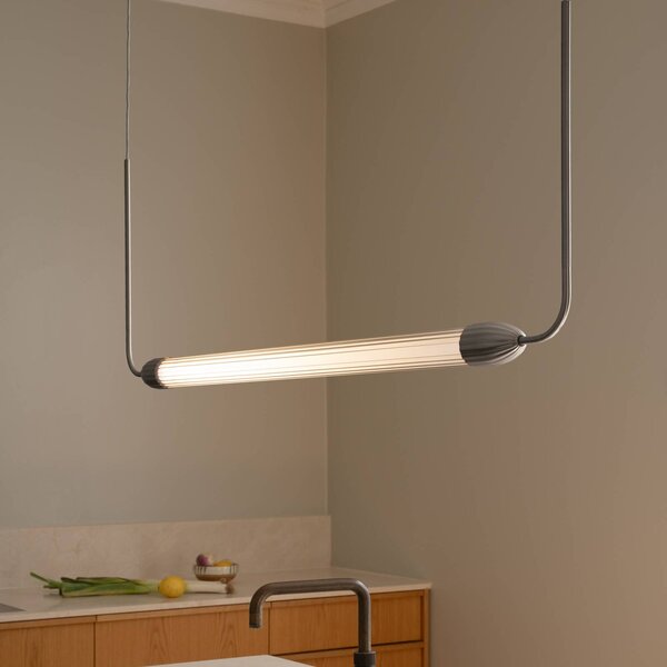 UMAGE Lampada a sospensione LEMON SQUEEZE LINEAR, dimmerabile, Alluminio / Grigio / Zincato, Soggiorno / Sala da pranzo, Metallo, Design, Lampada a sospensione
