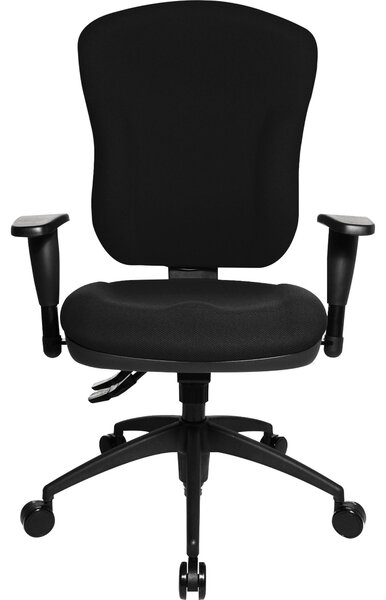 Topstar sedia professionale per ufficio WELLPOINT 30 K2 Sedia da scrivania ergonomica con braccioli (regolabile in altezza) tessuto nero Sedia girevole per ufficio, casa