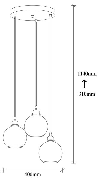 Lampadario su corda SMOKED 3xE27/40W/230V