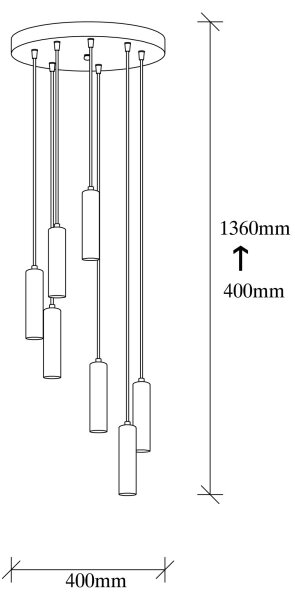 Lampadario su filo TEMPO 7xE27/40W/230V