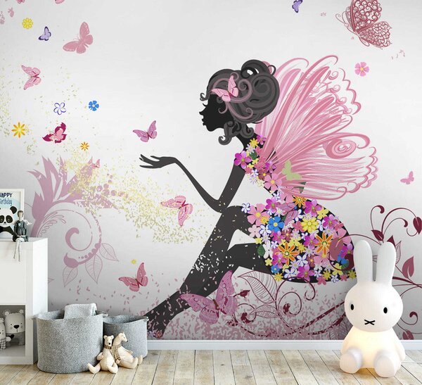 Carta da parati Bella fata e farfalle, Carta da parati per Bambini, Carta da parati per Ragazze, u54002 : Uwalls.it
