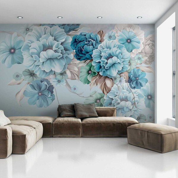 Carta da parati Delicati fiori blu, Carta da parati 3D, Carta da parati Fiori 3D, u59900 : Uwalls.it