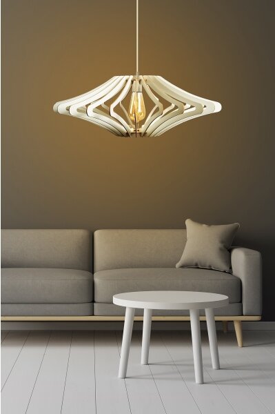 Lampadario a sospensione con filo 1xE27/60W/230V bianco diametro 59 cm