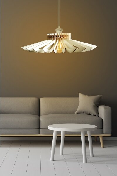 Lampadario a sospensione con filo 1xE27/60W/230V bianco diametro 68 cm