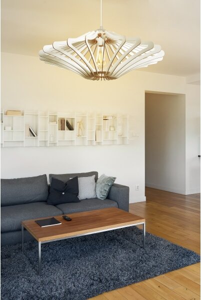 Lampadario a sospensione con filo 1xE27/60W/230V bianco diametro 59 cm