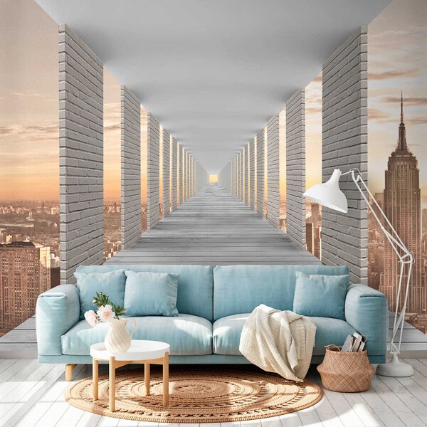 Carta da parati Tunnel con vista su New York, Carta da parati che aumenta lo spazio, u59788 : Uwalls.it