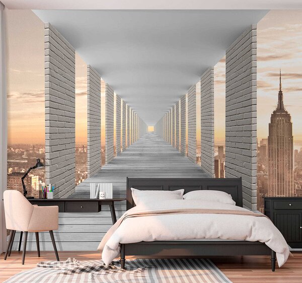 Carta da parati Tunnel con vista su New York, Carta da parati che aumenta lo spazio, u59788 : Uwalls.it