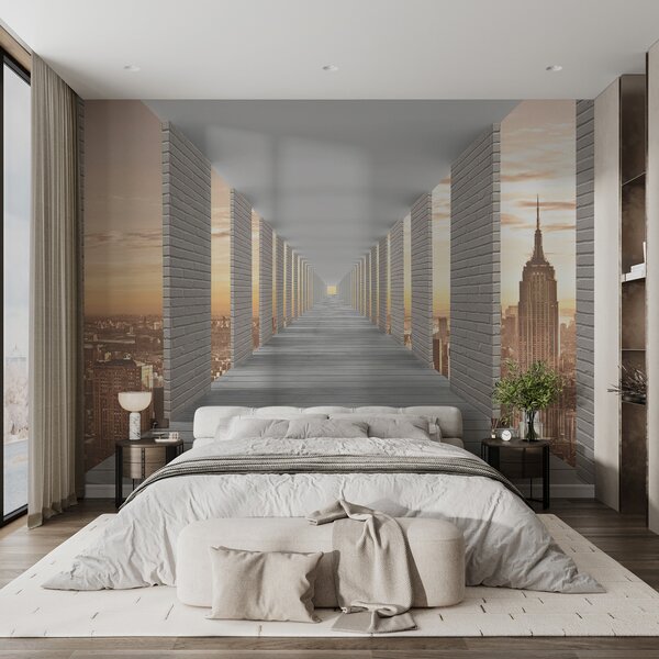 Carta da parati Tunnel con vista su New York, Carta da parati che aumenta lo spazio, u59788 : Uwalls.it
