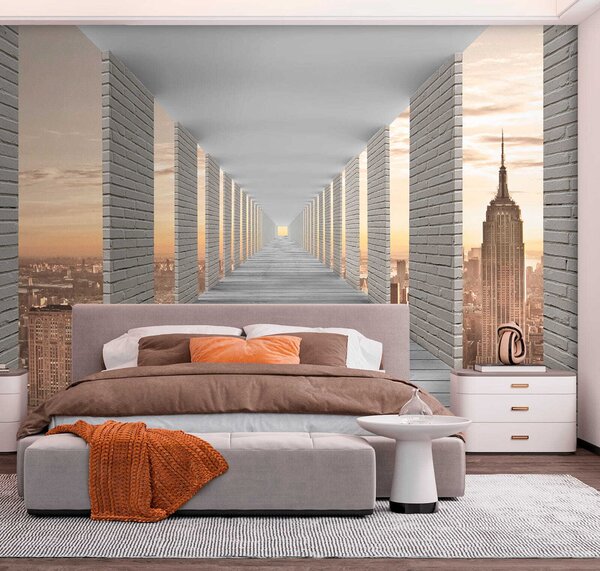 Carta da parati Tunnel con vista su New York, Carta da parati che aumenta lo spazio, u59788 : Uwalls.it