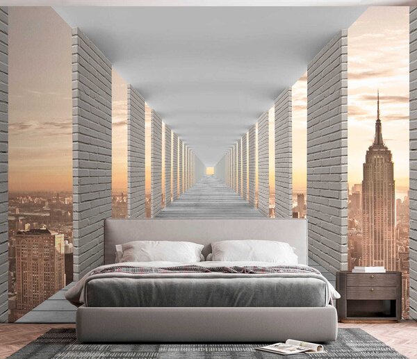 Carta da parati Tunnel con vista su New York, Carta da parati che aumenta lo spazio, u59788 : Uwalls.it