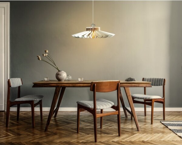 Lampadario a sospensione con filo 1xE27/60W/230V bianco diametro 52 cm