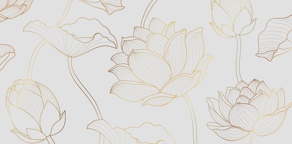 Carta da parati Line art del loto, Carta da parati Floreale, u58166 : Uwalls.it