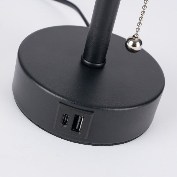 Brilagi - Lampada da tavolo con porta USB TABLON 1xE27/25W/230V nero/crema