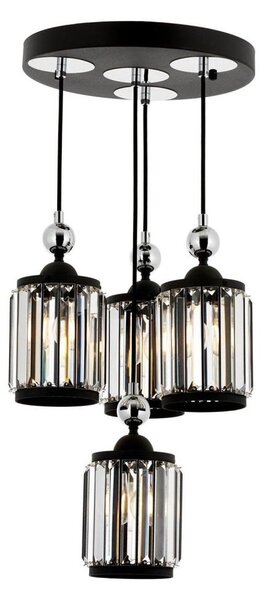 Lampadario a sospensione con cavo CRYSTALLINE 4xE27/40W/230V nero