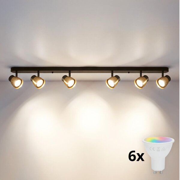 Brilagi - Faretto LED RGBW dimmerabile NUGGET 6xGU10/6W/230V nero/oro