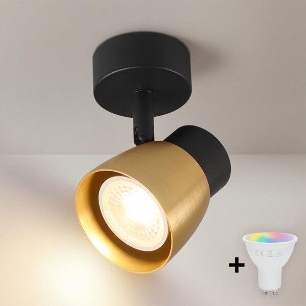 Brilagi - Faretto LED RGBW dimmerabile NUGGET 1xGU10/4,8W/230V nero/oro