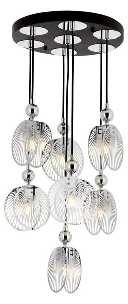 Lampadario a sospensione con cavo 7xE27/40W/230V, finitura cromo lucido