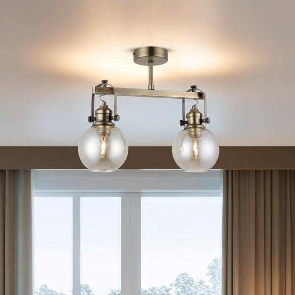 Lampadario a plafone POLINO 2xE27/40W/230V, finitura bronzo