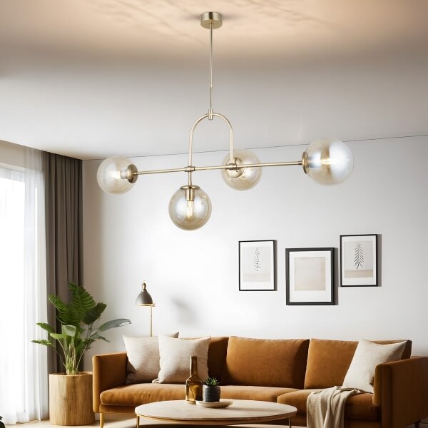 Lampadario con asta POLINO 4xE27/40W/230V, finitura oro