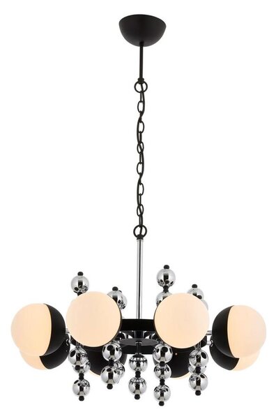 Lampadario a catena DAISY 8xE27/40W/230V nero/cromo lucido