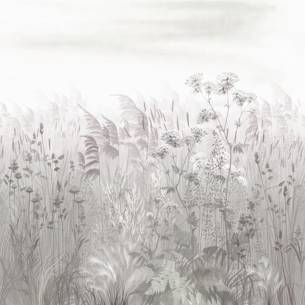 Carta da parati Fiori di campo grigio-beige, Carta da parati Natura, u00104v2 : Uwalls.it