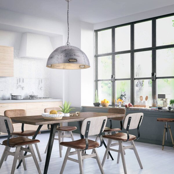 JUST LIGHT. GmbH Lampada a sospensione Gabriel, dimmerabile, Alluminio / Grigio / Zincato, Soggiorno / Sala da pranzo, Metallo, Industriale, Lampada a sospensione