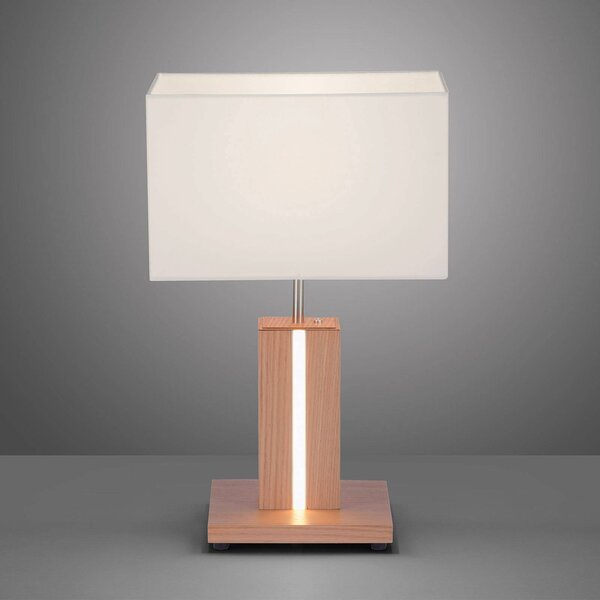 JUST LIGHT. Lampada da tavolo Amanda in look legno due luci