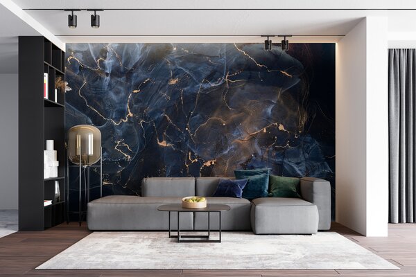 Carta da parati marmo blu di lusso con striature, Carta da parati lastrazione, u71440 : Uwalls.it