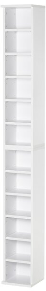 HOMCOM Set 2 Mobile Librerie porta Scaffale CD e DVD a 12 Ripiani regolabili, Totali per 204 CD, in Legno, 21x22.5x88.5 cm, Bianco|Aosom Italy