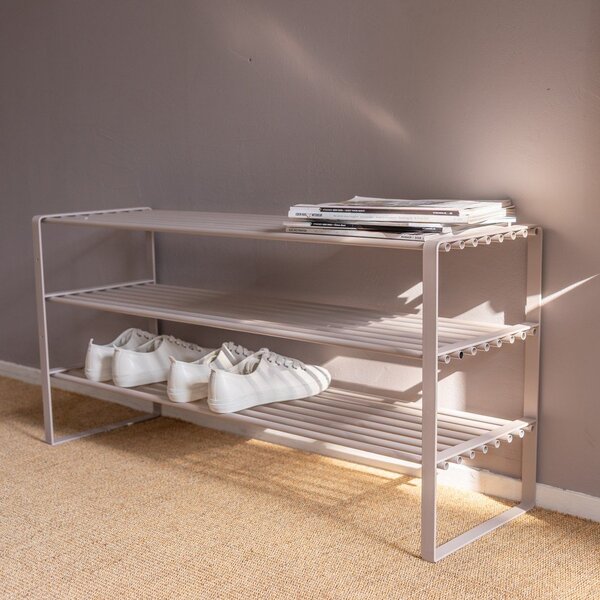 Scarpiera grigio tortora in metallo 70x48,5x29 cm Rex – Spinder Design