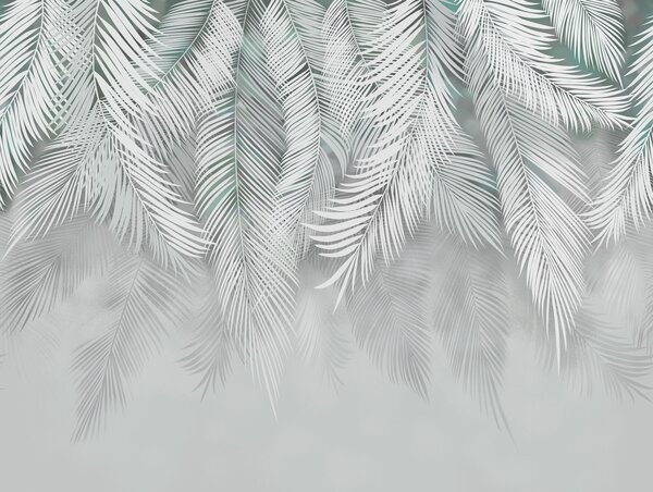 Carta da parati Foglie tropicali con ombre di menta, Carta da parati Foresta, Carta da parati Tropici della Foresta, u48556v3 : Uwalls.it