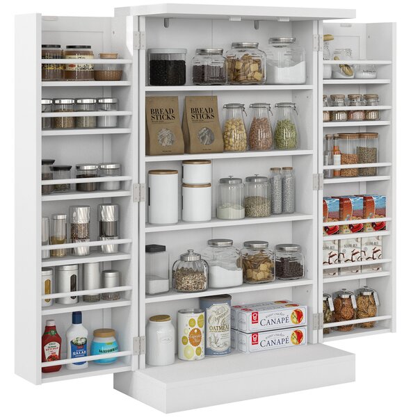 HOMCOM Armadio da Cucina con 5 Ripiani Centrali e 2 Ripiani Laterali a 6 Livelli, in MDF, 60x30x104 cm, Bianco|Aosom