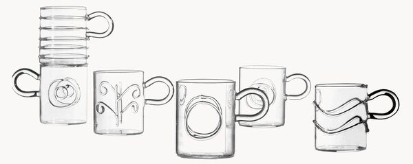 Set di 6 tazzine da caffè in vetro borosilicato fatte a mano Deco' Clear
