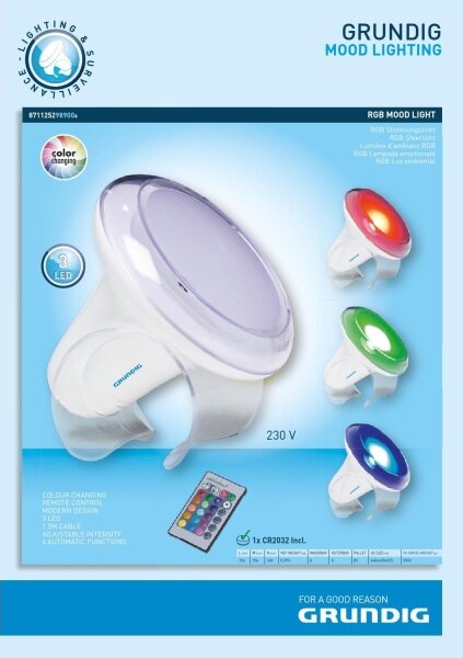 Grundig - Lampada da tavolo LED RGB dimmerabile LED/1W/230V + telecomando