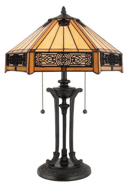Elstead QZ-INDUS-TL - Lampada da tavolo INDUS 2xE27/60W/230V vetro ambrato