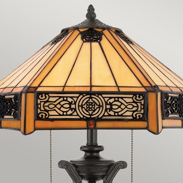 Elstead QZ-INDUS-TL - Lampada da tavolo INDUS 2xE27/60W/230V vetro ambrato