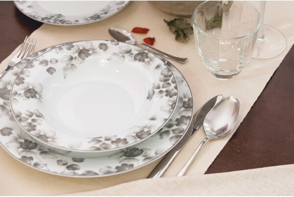 Set di 6 piattini da dessert in porcellana bianco e grigio chiaro ø 19 cm Foliage gray - Villa Altachiara