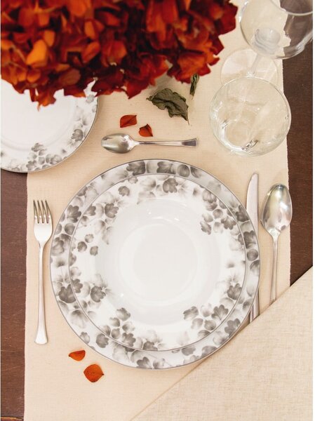 Set di 6 piattini da dessert in porcellana bianco e grigio chiaro ø 19 cm Foliage gray - Villa Altachiara