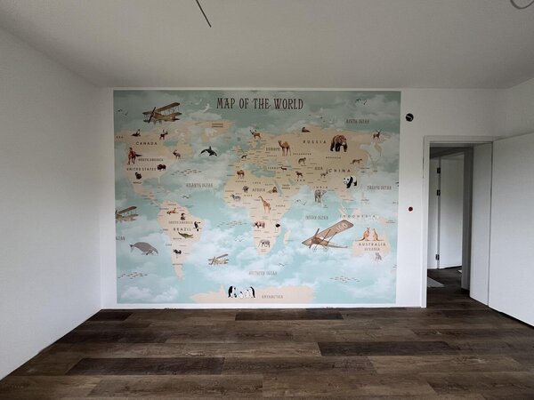 Carta da parati Mappa del mondo per bambini, Carta da parati per Bambini, Carta da parati per Ragazzo, u25042 : Uwalls.it